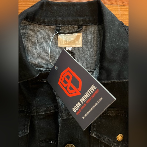 Born Primitive Black Endeavor Stretchy Denim Jacket Size Small NWT - Picture 3 of 5